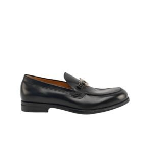 TESTONI - 8 UK - 42 IT - Loafer Shoes Polished Lux Calf Black + Metal - Loafers - Size: EU 42 - New in box