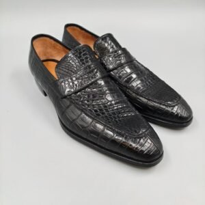Enzo Bonafè Crocodile-UK11 Black Pennyloafers - Loafers - Size: EU 45 - New in box