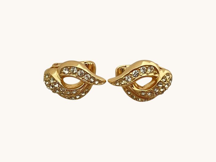 Christian Dior - Gold-tone metal, rhinestones - Earrings - Image 6