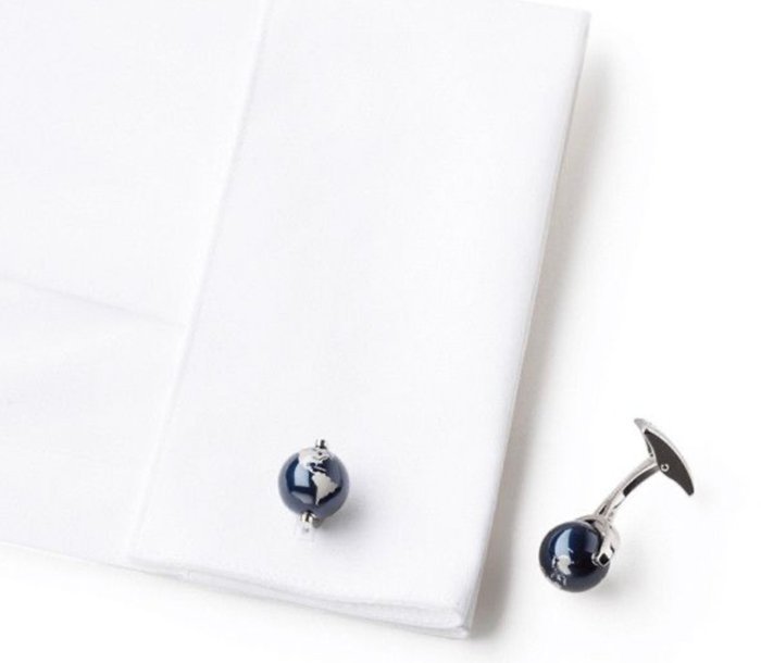 Montblanc - Steel - Cufflinks - Blue globe MB112998 - Image 5