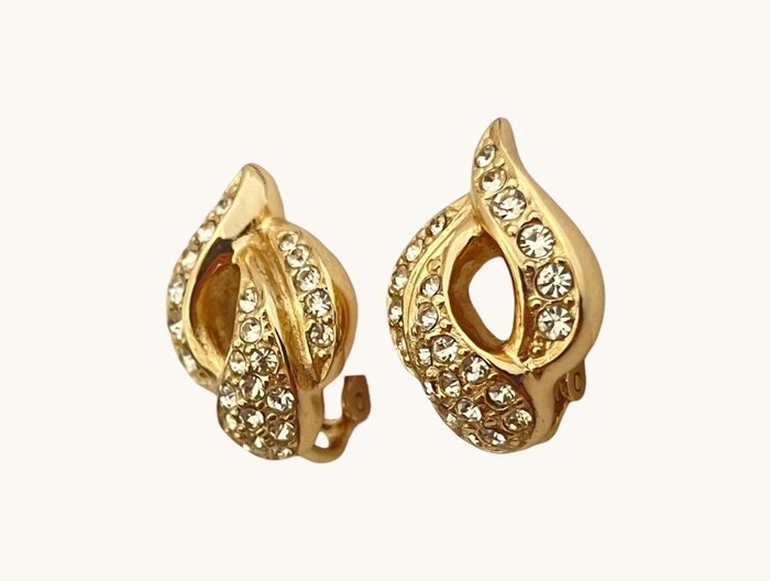 Christian Dior - Gold-tone metal, rhinestones - Earrings - Image 3