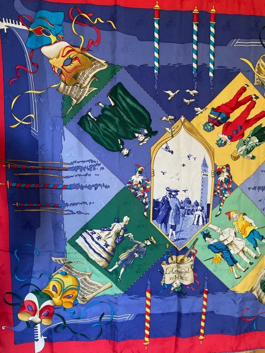 Hermès - « Le Carnaval De Venise » by Hubert de Watrigant 1993 - Scarf - Image 2