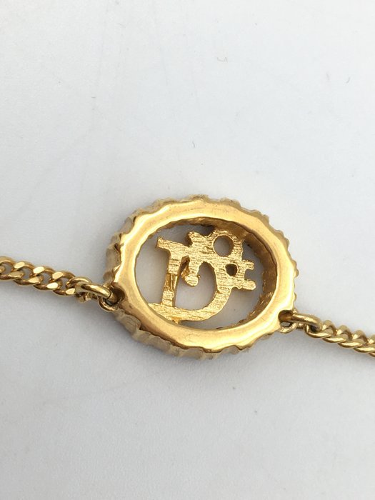 Christian Dior - Necklace - Vintage Circle Logo Rhinestone Gold-plated - Image 8