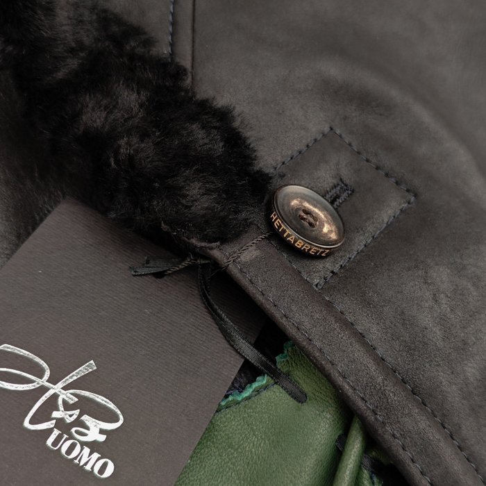 HETTABRETZ - 48 IT - Black Shearling Leather Coat Nappa Made Italy - Coat - New with tags - Image 4