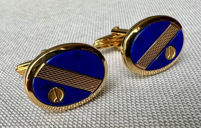 Alfred Dunhill - Lapis lazuli - Gold-plated - Cufflinks - & Tie clip - Image 5