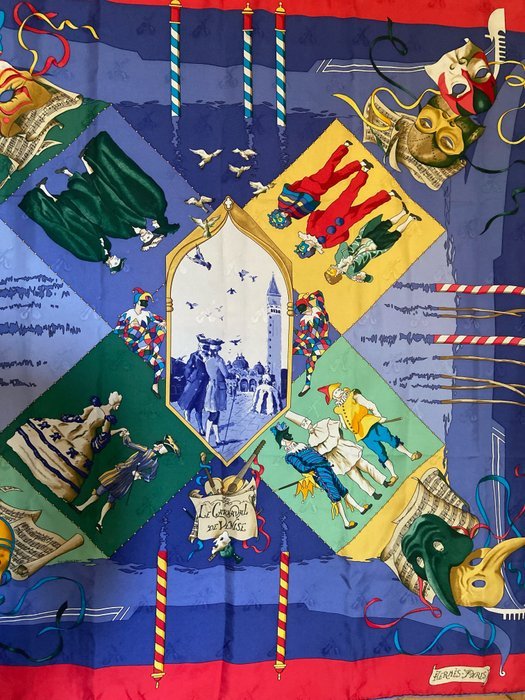 Hermès - « Le Carnaval De Venise » by Hubert de Watrigant 1993 - Scarf