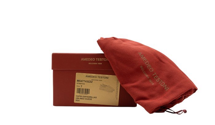 TESTONI - 10 UK - 44 IT - "Capri" Espadrillas Unlined Suede Sea - Loafers - Size: EU 44 - New in box - Image 7