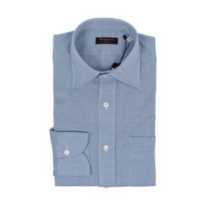 RUBINACCI NAPOLI - Size S - "Vintage Archive" Blue Hand-Sewn Shirt Cotton 5R - Shirt - New with tags