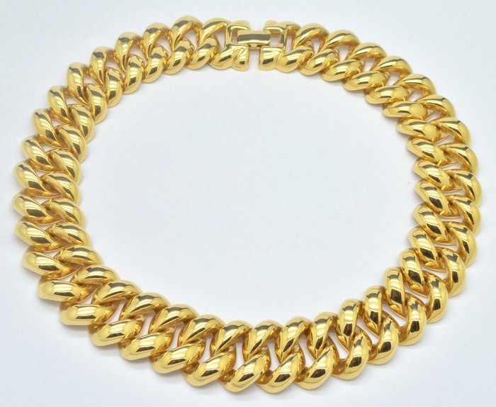 Monet - Vintage Heavy Curb Link Boxed 22kt Gold Plated Collar - Necklace - Image 3