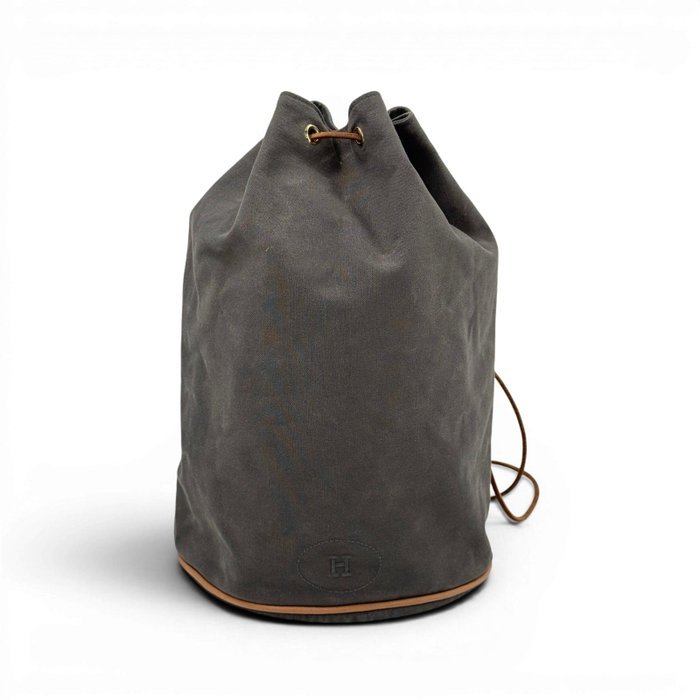 Hermès - Polochon Mimile GM Grey Canvas Drawstring Backpack - Shoulder bag