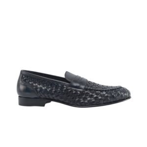 TESTONI - 8 UK - 42 IT - "Tivoli" Blue Unlined Loafer Shoes Woven Calf - Loafers - Size: EU 42 - New in box