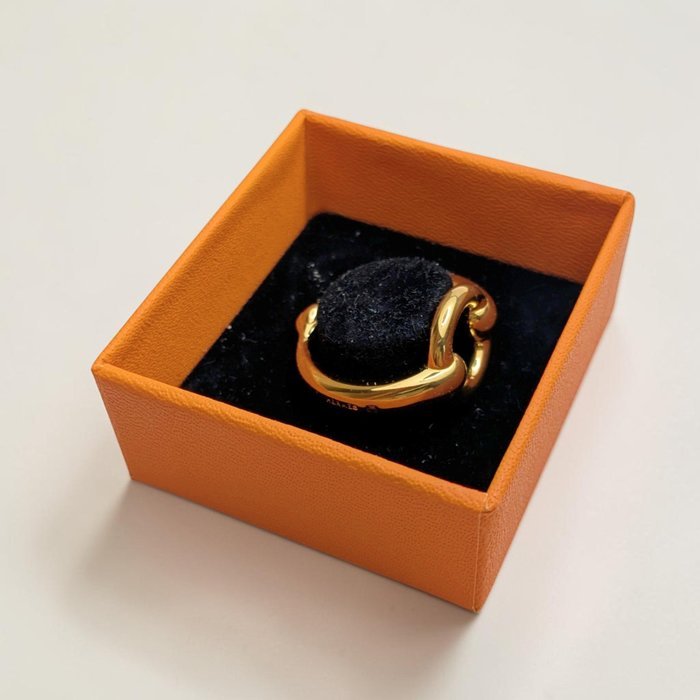 Hermès - Gold-plated metal - Scarf ring - Knot / Atame Motif - Image 4