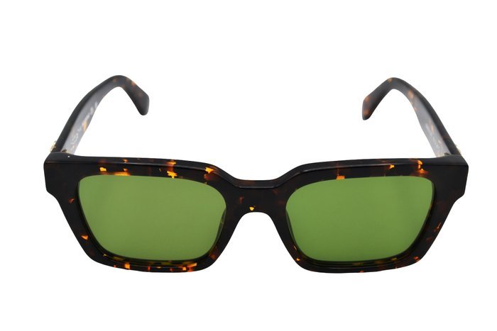 Off White - BRANSON OERI111 - Made in Italy - " X" Acetate Carey Design & Green Lenses - *New Sunglasses* - Sunglasses - Image 5