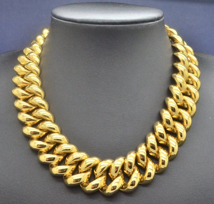 Monet - Vintage Heavy Curb Link Boxed 22kt Gold Plated Collar - Necklace - Image 5