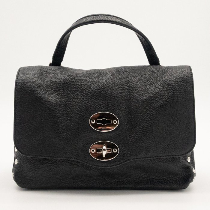 Zanellato - Postina Leather Top Handle Shoulder Bag Black Silver Hardware Made in Italy - Handbag - Image 7
