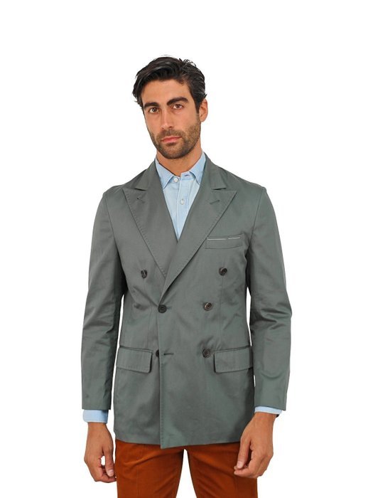 RUBINACCI NAPOLI - 50 IT - Green Off Double Breasted Jacket Cotton - Blazer - New with tags