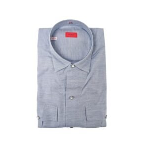 ISAIA NAPOLI - 15.75 - 40 - Blue Casual Western Shirt Pockets Hand-Sewn Cotton - Silk - Shirt - New with tags
