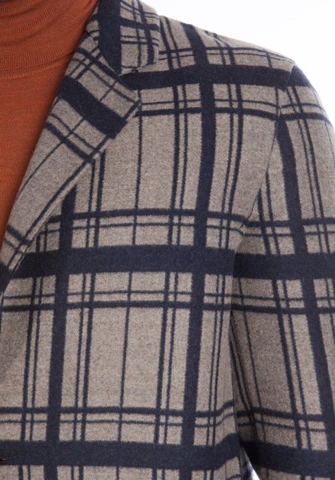 BELVEST Check Gray Blue Wool Overcoat Coat - 48 IT - Coat - New with tags - Image 4