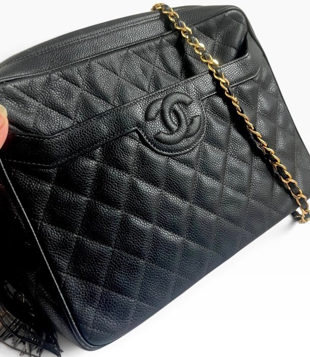 Chanel - Vintage Large Front Pocket Tassel Camera Bag Black Caviar 2 Series - Bag - Image 5