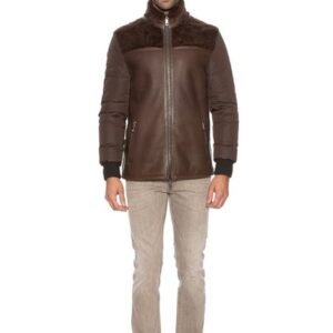 HETTABRETZ for TESTONI - 58 IT - Brown Jacket Coat Puffer Goose Down + Shearling - Coat - New with tags