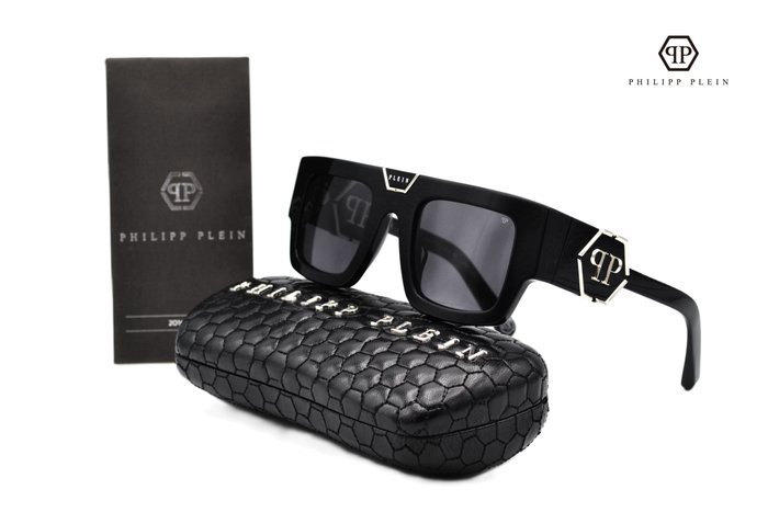 Philipp Plein - PLEIN GLOOM SPP092 - Exclusive Acetate & Silver Design with Logo - *New* - Sunglasses