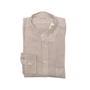RUBINACCI NAPOLI - Size L - Shirt Light Gray Pocket Korean Collar Linen - Shirt - New with tags