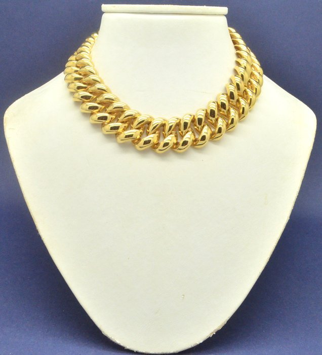 Monet - Vintage Heavy Curb Link Boxed 22kt Gold Plated Collar - Necklace - Image 7