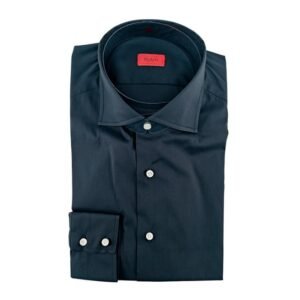 ISAIA "Mix" - 16 - 41 - Comfort Blue Navy Dress Shirt Fine Cotton Stretch - Shirt - New with tags