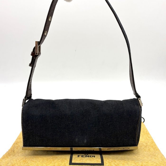 Fendi - Mamma Baguette Denim Silver Plate - Shoulder bag