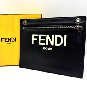 Fendi - FF Logo Jacquard Pocket Clutch Black - Clutch bag