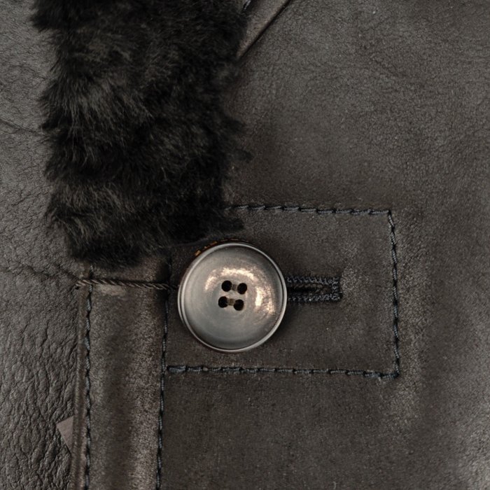 HETTABRETZ - 48 IT - Black Shearling Leather Coat Nappa Made Italy - Coat - New with tags - Image 3