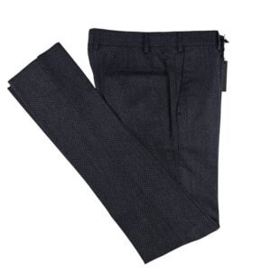 SANTANIELLO - 46 IT - Dress Pant Blue Textured Wool Slim Fit - Trousers - New with tags
