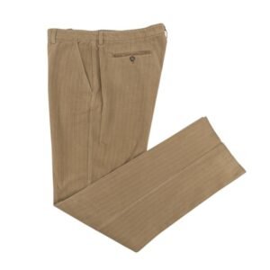 ETRO MILANO - 52 IT - Beige Flannel Cotton Pant Straight Leg Made in Italy - Trousers - New with tags