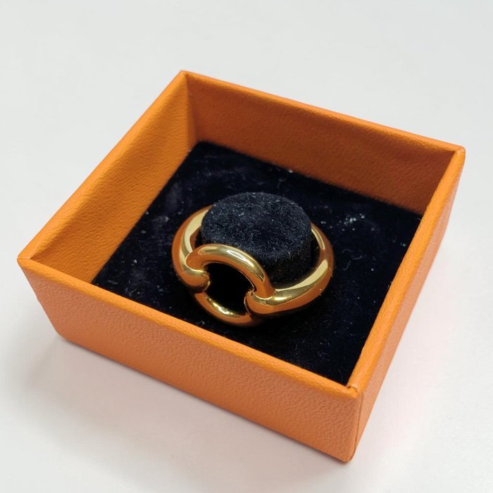 Hermès - Gold-plated metal - Scarf ring - Knot / Atame Motif - Image 2