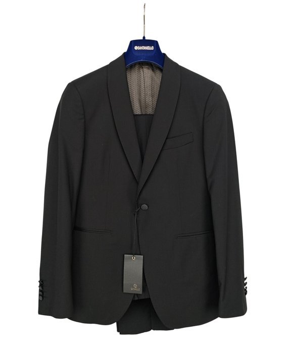 SANTANIELLO - 46 IT - Suit Black Smoking Wool Handmade in Italy - Men's suit - New with tags - Image 2