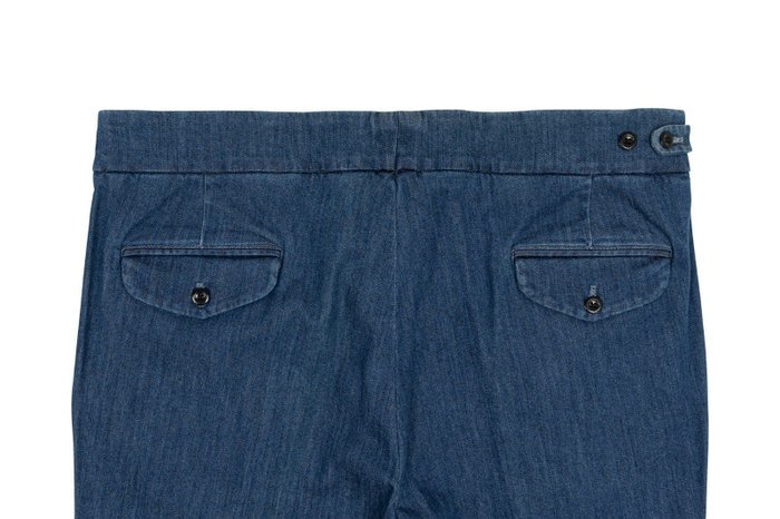 RUBINACCI NAPOLI - 56 IT - "Genny" Blue Denim Cotton High Rise Pant - Trousers - New with tags - Image 4