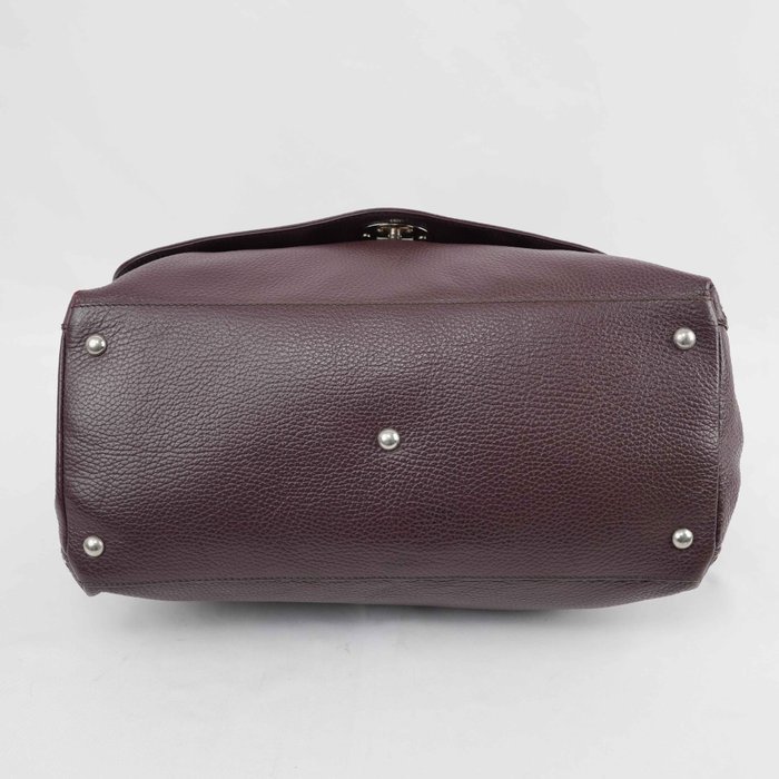 Zanellato - Postina Anni 50 Burgundy Grained Leather Handbag Shoulder Bag Silver-Tone Hardware Made in Italy - Handbag - Image 8