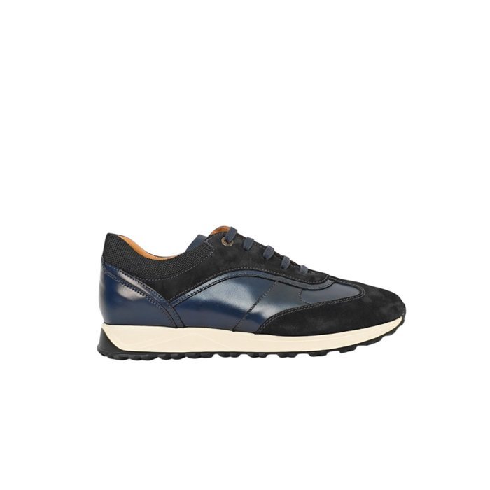 TESTONI Blue Sneaker Plain Calf + Suede + Fabric 8 UK - 42 IT - Sneakers - Size: EU 42 - New with tags