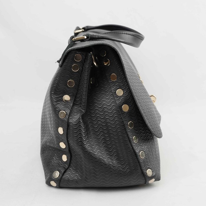 Zanellato - Postina Black Wave Embossed Leather Handbag Shoulder Bag Gold-Tone Hardware Made in Italy - Handbag - Image 6