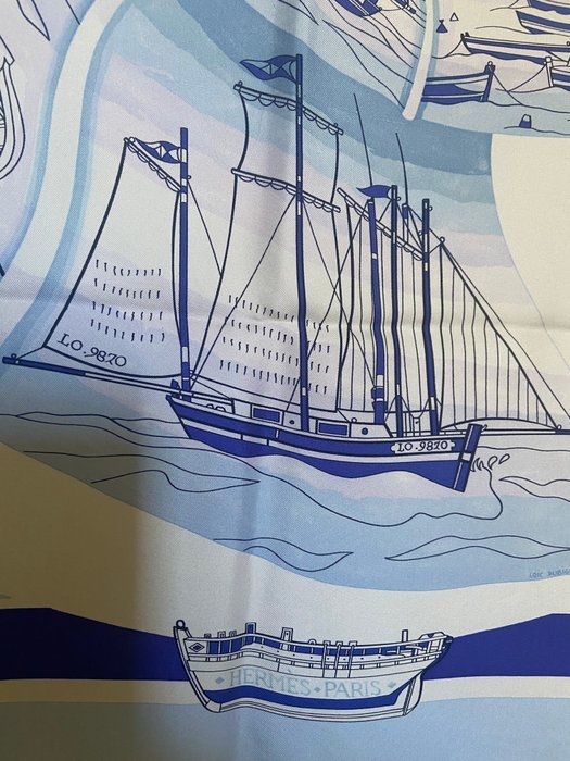 Hermès - "Compagnons De Mer » par Loïc Dubigeon 2000, jamais réédité - Scarf - Image 7