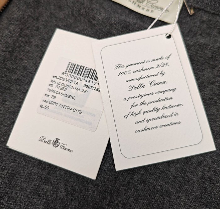 DELLA CIANA CASHMERE - 52 IT - Gray Bomber Zip Jacket Suede Leather - Cashmere - Bomber jacket - New with tags - Image 6