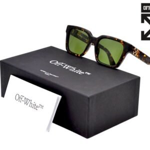 Off White - BRANSON OERI111 - Made in Italy - " X" Acetate Carey Design & Green Lenses - *New Sunglasses* - Sunglasses