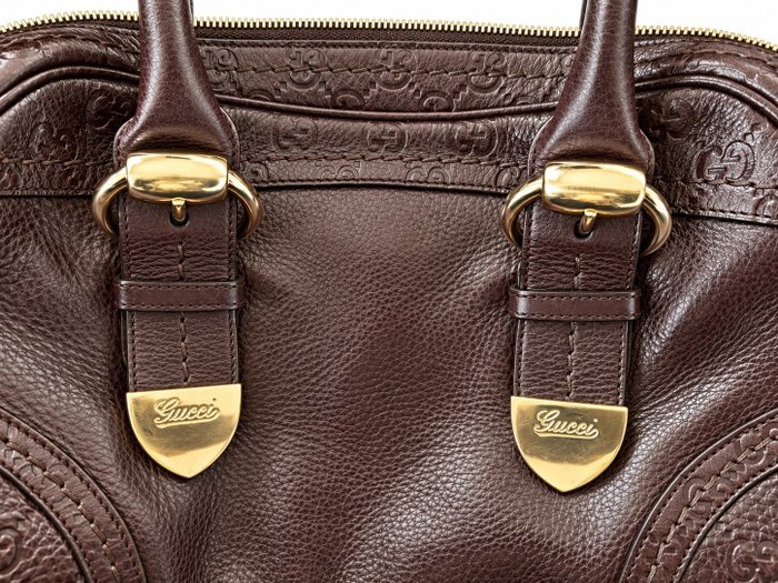 Gucci - Gucci Dark Brown Genuine Leather Handbag 181508 & Wallet - Handbag - Image 6