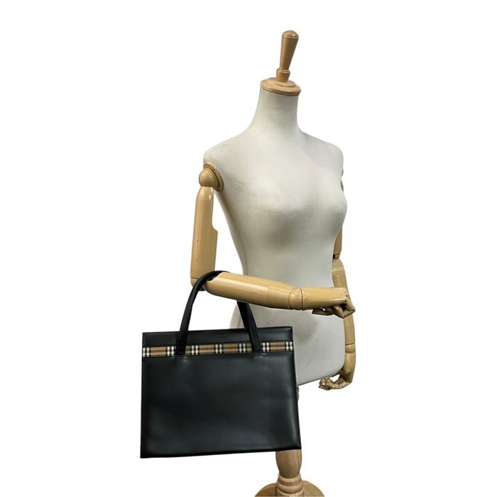 Burberry - Burberry Nova Check Stripe Leather Business Tote Bag - Handbag - Image 4
