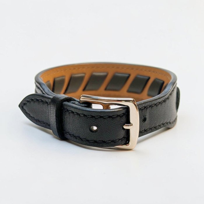 Hermès - Leather, Palladium-Plated Metal - Bracelet - Woven Cut-Out Leather Bra - Image 3