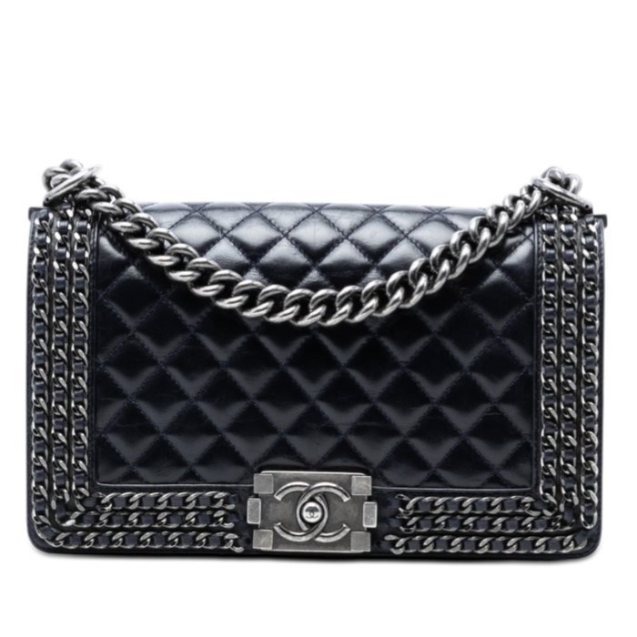 Chanel - Old Medium Quilted Glazed Calfskin Chain Around Boy Flap - Bag