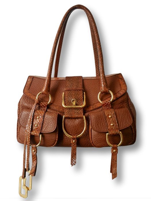 Dolce & Gabbana - 2000s Leather & Python Shoulder Bag - Shoulder bag
