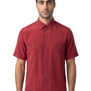 GERLIN - Size L - Shirt Dark Red Short Sleeve 100% Silk - Shirt - New with tags