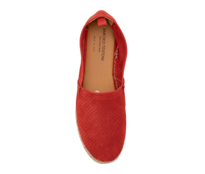 TESTONI - 8 UK - 42 IT - "Capri" Espadrillas Perf. Unlined Suede Red Glow - Loafers - Size: EU 42 - New in box - Image 2