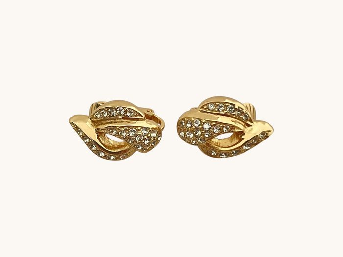 Christian Dior - Gold-tone metal, rhinestones - Earrings - Image 5